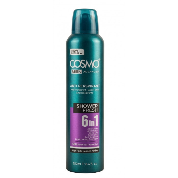 Cosmo Men Advanced Anti-Perspirant Shower Fresh 6 in 1, 250 ml