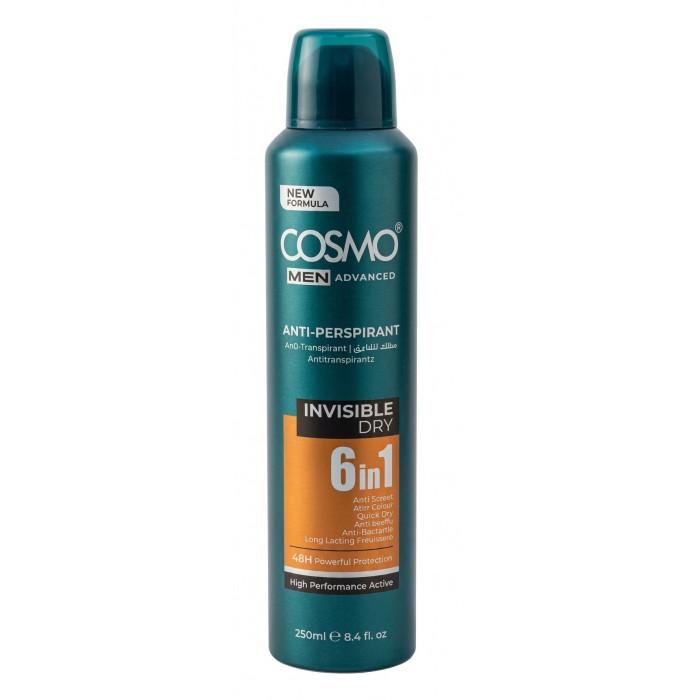 Cosmo Men Advanced Anti-Perspirant Invisible Dry 6 in 1, 250 ml